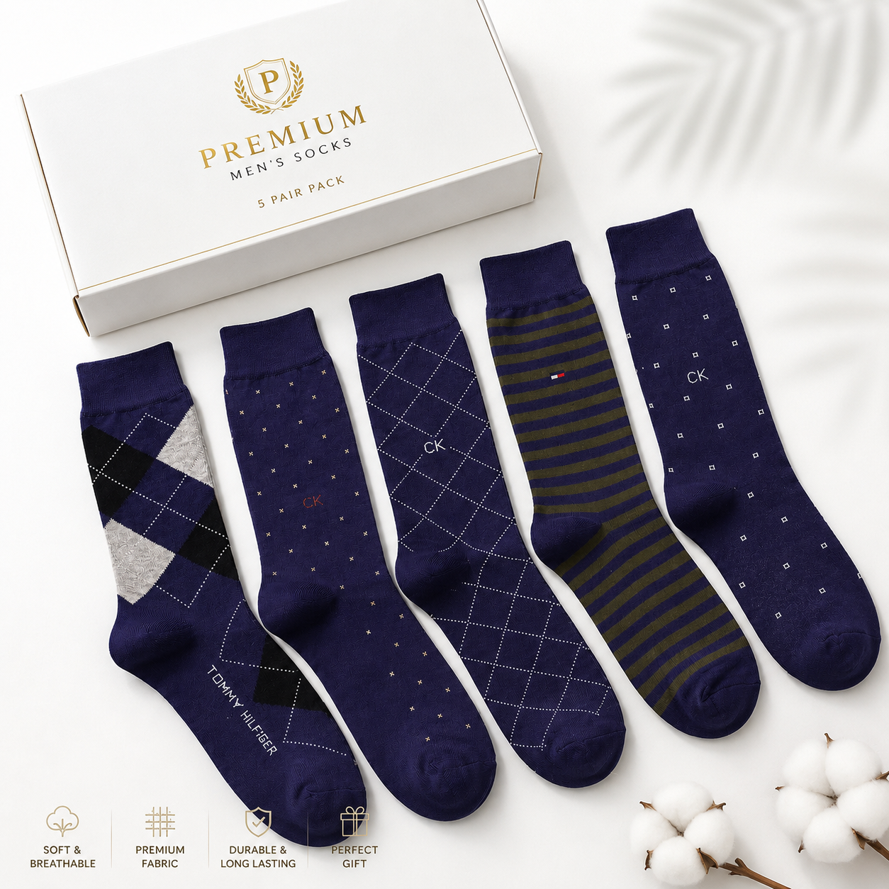 Premium Blue Socks Collection | Branded Gift Box