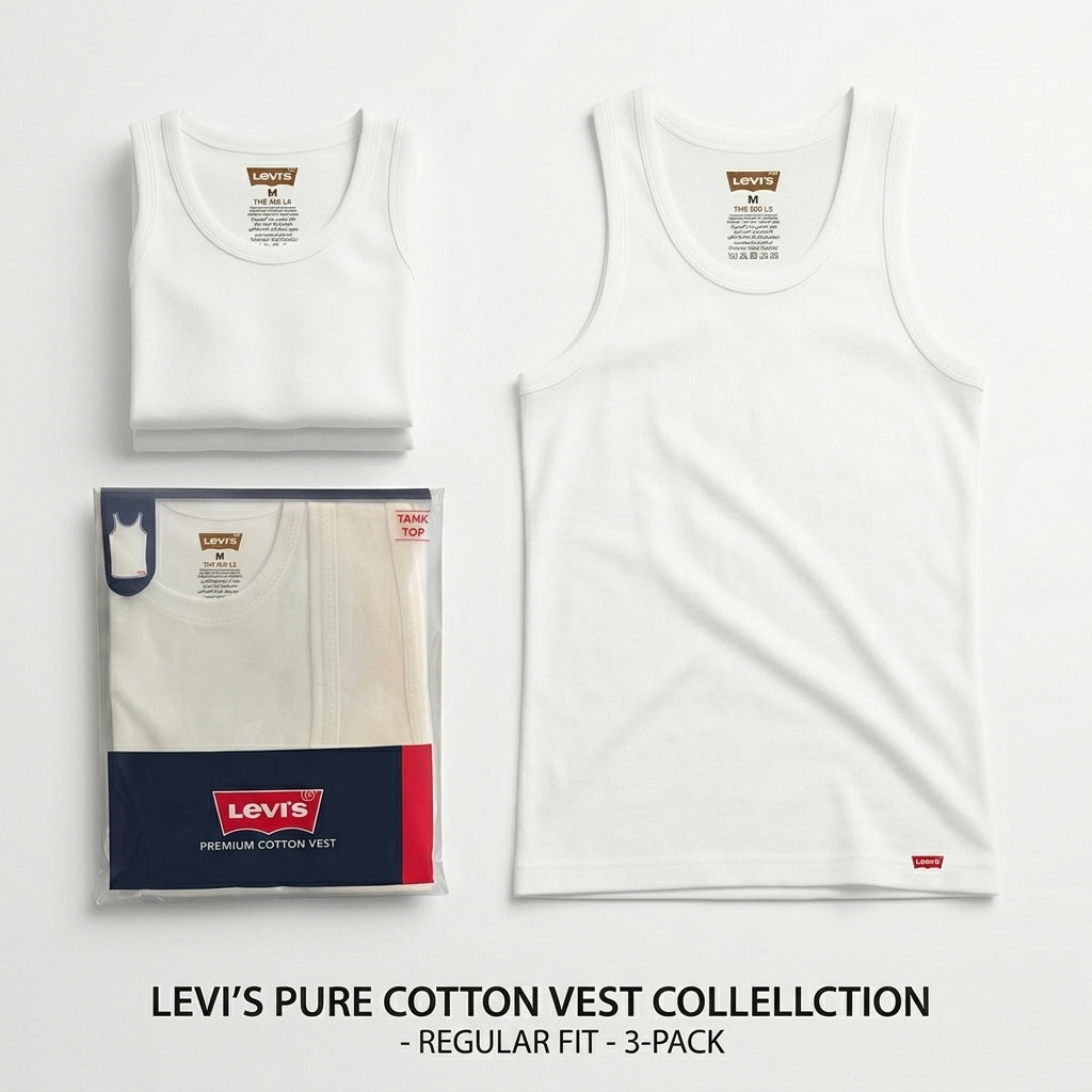 L.E.V.I.S Premium Quality Branded Vest (Pack of 3)