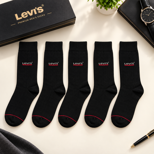 Levis Signature Black Premium Gift Box Pack of 5 Socks
