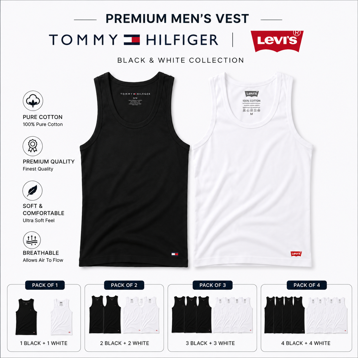Black & White Vest Deal (2 Premium Brands)