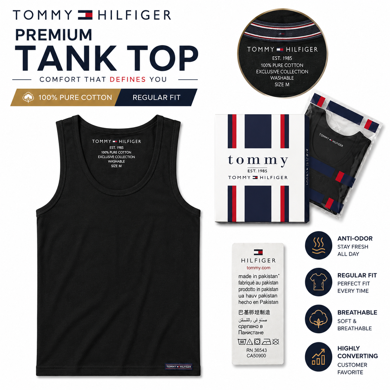T.O.M.M.Y  Premium Black Branded Vest