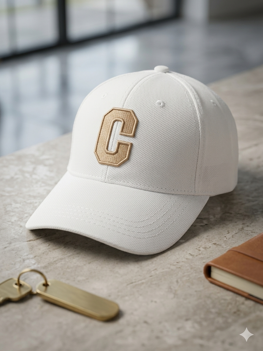 Crown C White Imported Cap