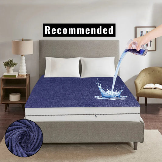 Terry Blue Waterproof Mattress Cover
